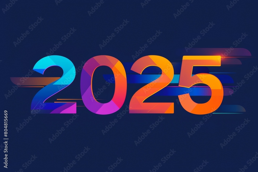 Poster numbers 2025 new year concept. background with selective focus and copy space