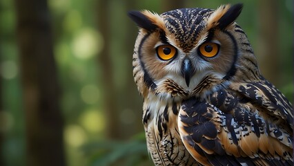 Fototapeta premium great horned owl Enchanted Guardian The Vibrant Owl