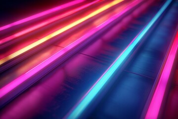 A colorful strip of neon lights with a blue background