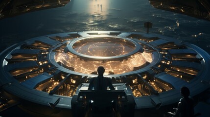 futuristic space station in outer space.