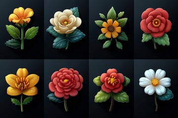 Bouquet Blossoms: A Stunning Array of Flower Icons