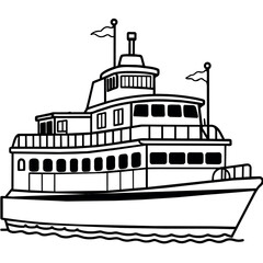 Obraz premium ferry outline illustration digital coloring book page line art drawing