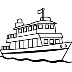 Obraz premium ferry outline illustration digital coloring book page line art drawing