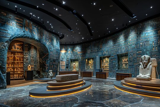 Enigmatic Sculptures: Ancient Hieroglyphics Adorn Monolithic Museum Architecture