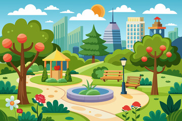 park cartoon vector illustration