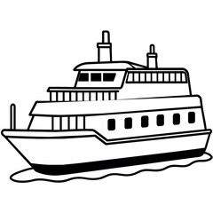 Obraz premium ferry outline illustration digital coloring book page line art drawing