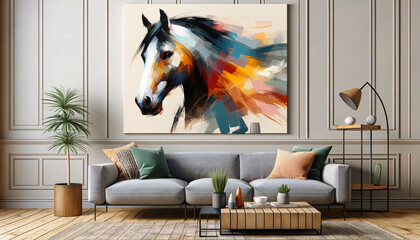 living room with horse