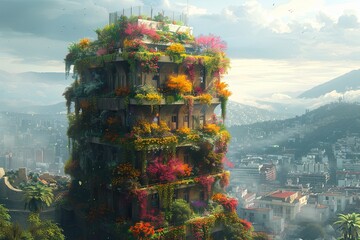 A Living Skyscraper: Cascading Gardens and Teeming Balconies