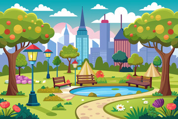 park cartoon vector illustration