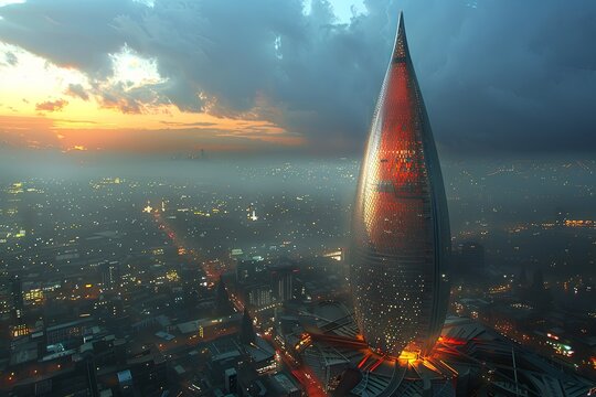 Visionary Skyscraper: Unconventional Design, Innovative Structure, Eye-Catching Facade, Panoramic City Views