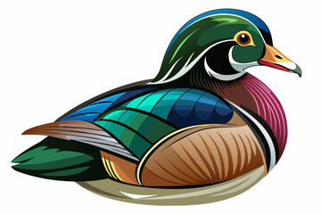 wood duck vector illustration
