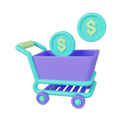 cart 3d render icon