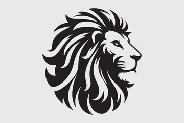 Lion head vector file silhouette style in white background