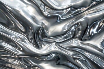 abstract background of metallic wavy fabric with some smooth folds in it