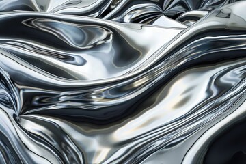 abstract background of metallic wavy fabric with some smooth folds in it