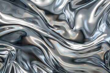 abstract background of metallic wavy fabric with some smooth folds in it