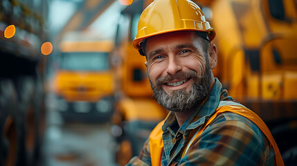 Joy on the Job: Happy Construction Worker Outdoors