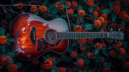 Autumn Serenade: Guitar Amongst Falling Leaves