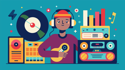 With a mix of old school classics and new age hits the DJs curated playlist appeals to music lovers of all ages and tastes. Vector illustration
