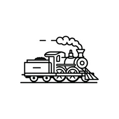 locomotive train logo illustration lineart vector black and white