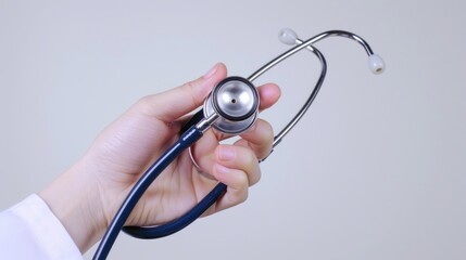 hand hold stethoscope  isolated white background
