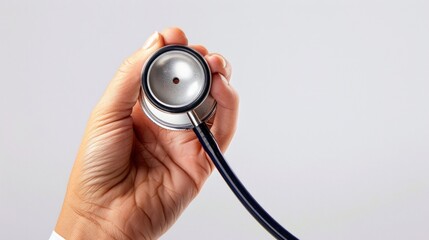 hand hold stethoscope  isolated white background
