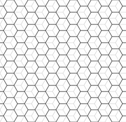 Hexagons with two thickness of stroke. Seamless pattern.
