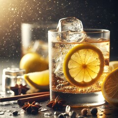 Whiskey with lemon soda.