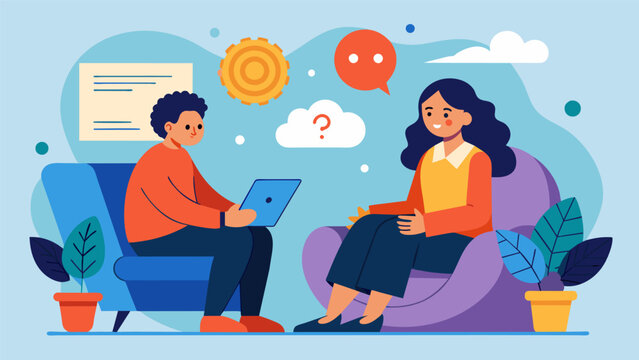 A CBT session with a client who has OCD where the the helps them create a structured plan to manage their rituals and thoughts.. Vector illustration