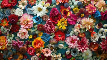 An enchanting wall of vibrant captivating flowers