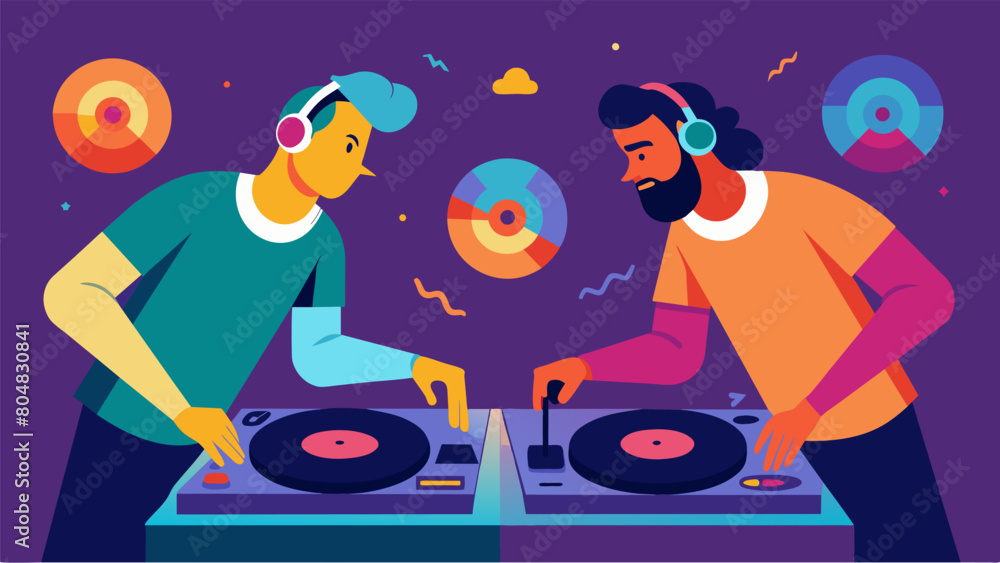 Poster in a battle of musical wit and skill djs showcase their versatility and precision as they use vinyl 