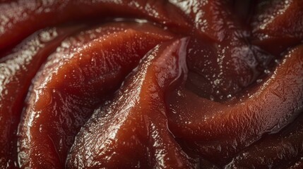 Artistic top view of quince paste, its rich, deep color highlighted against a soft, isolated backdrop, studio lights accentuating texture