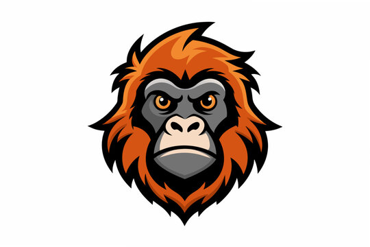 recommend clip art: orangutan head logo vector illustration