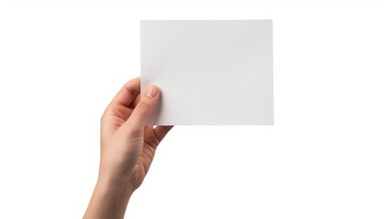 Fototapeta premium hand hold paper isolated white background