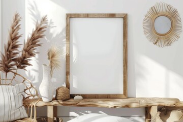 Poster Frame Mockup in Nomadic Boho Style created with Generative AI