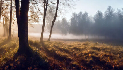 'Poland morning landscape fog Beautiful forest Nature Wood Tree Landscape Clouds Forest Sun Autumn...