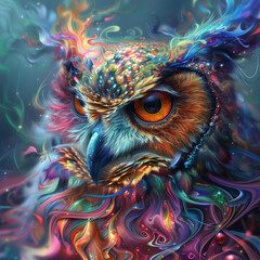 Owl fractal colorful