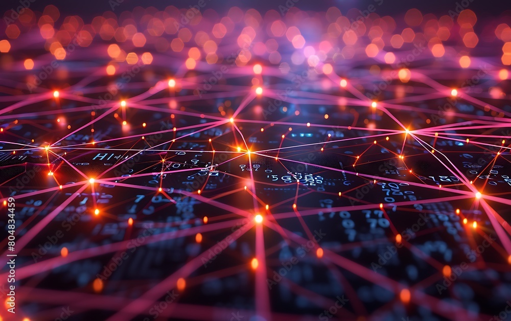 Poster network nodes connected by glowing lines in a digital universe