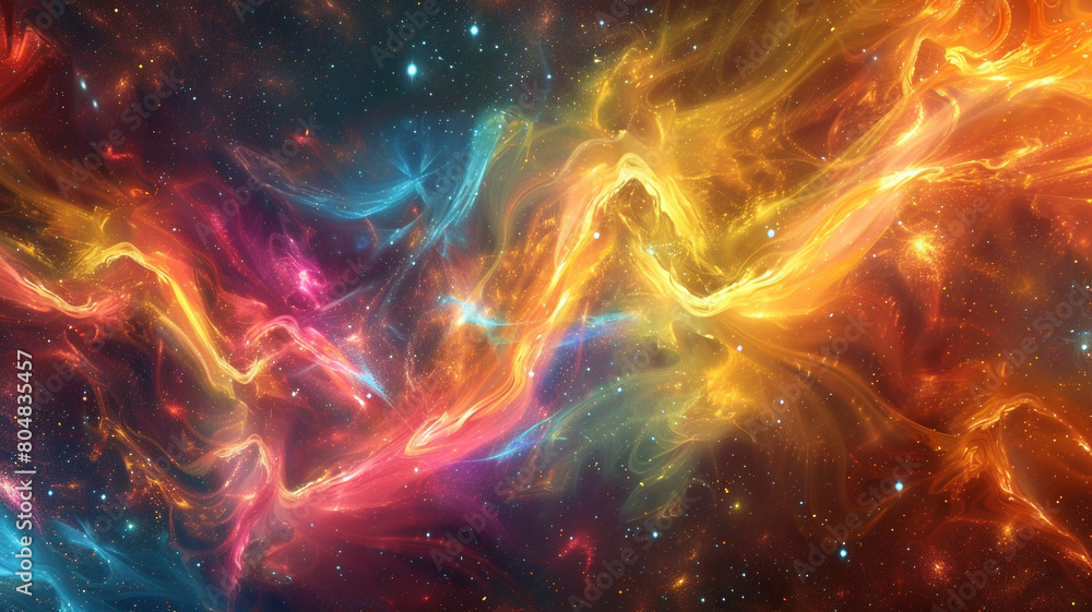 Wall mural multicolored energy pulsating cosmic color backdrop.