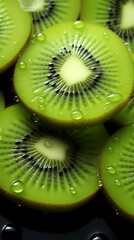 Close-up of fresh kiwi slices