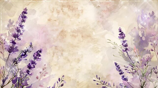 watercolor lavender with empty blank and lined paper frame