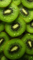 Close-up of fresh kiwi slices