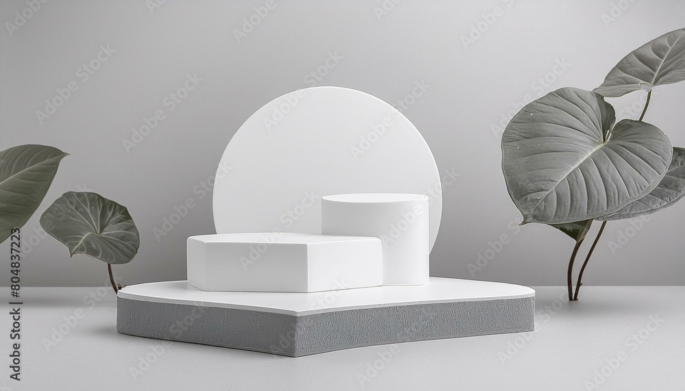 Poster 3d display product abstract minimal scene with geometric podium platform. gray background 3d renderi