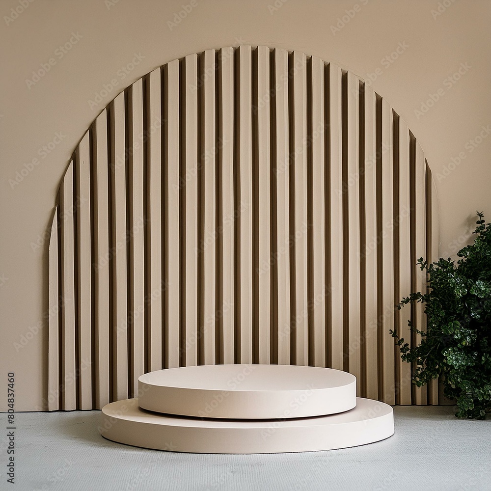 Poster 3d display product beige minimal scene with geometric podium platform. cylinder background 3d render