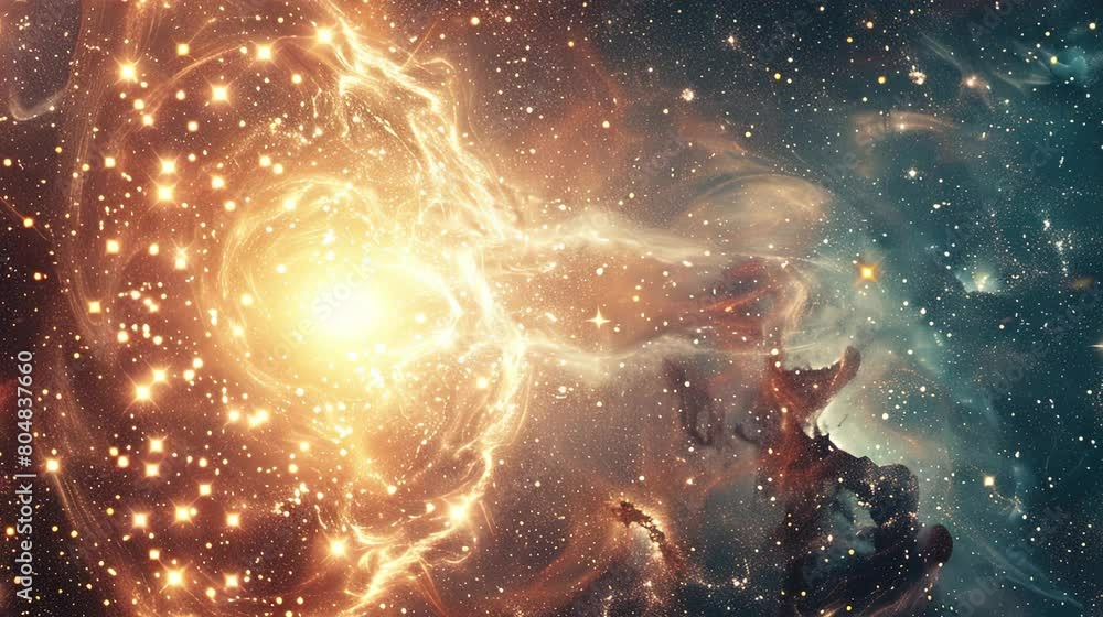 Wall mural video of a cosmic background with stars aligning in patterns in a galaxy