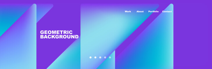 A vibrant display device showcasing a mix of electric blue and magenta rectangles on a purple and violet background. The sloping lines create a dynamic contrast in font colorfulness