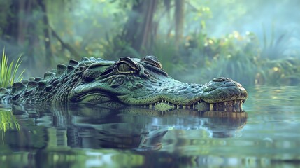 Crocodiles in the water are lurking