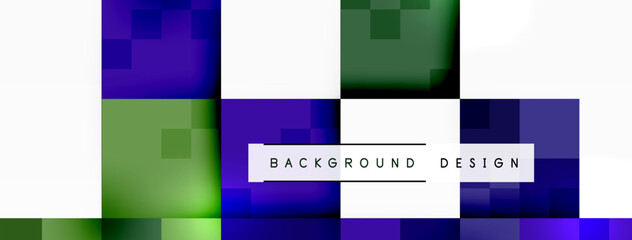 The colorfulness of the blue, green, and white checkered background with a white border creates a symmetrical pattern of rectangles in varying shades of purple, violet, and magenta