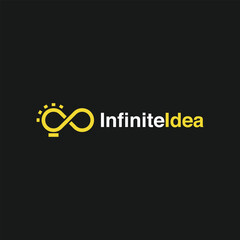 Infinite light bulb logo design, infinite idea logo concept