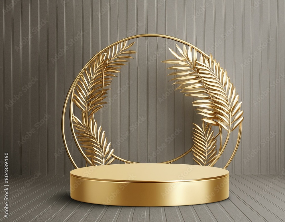 Poster 3d rendering abstract gold platform podium product presentation backdrop